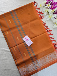 Lavender with Orange Pallu Chinnalampattu Border Saree