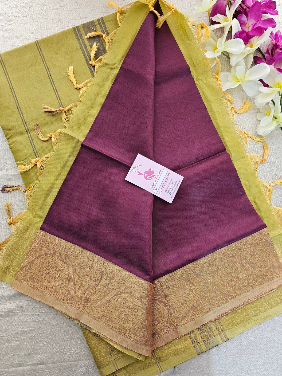 Maroon with Pale Yellow Pallu Chinnalampattu Border Saree