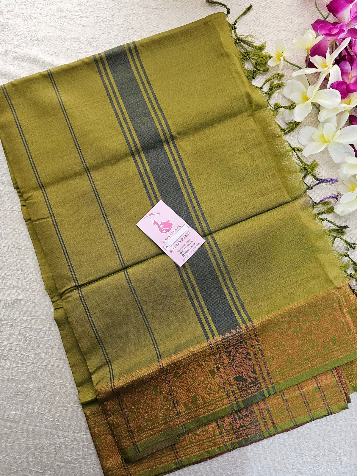 Purple with Green Pallu Chinnalampattu Border Saree