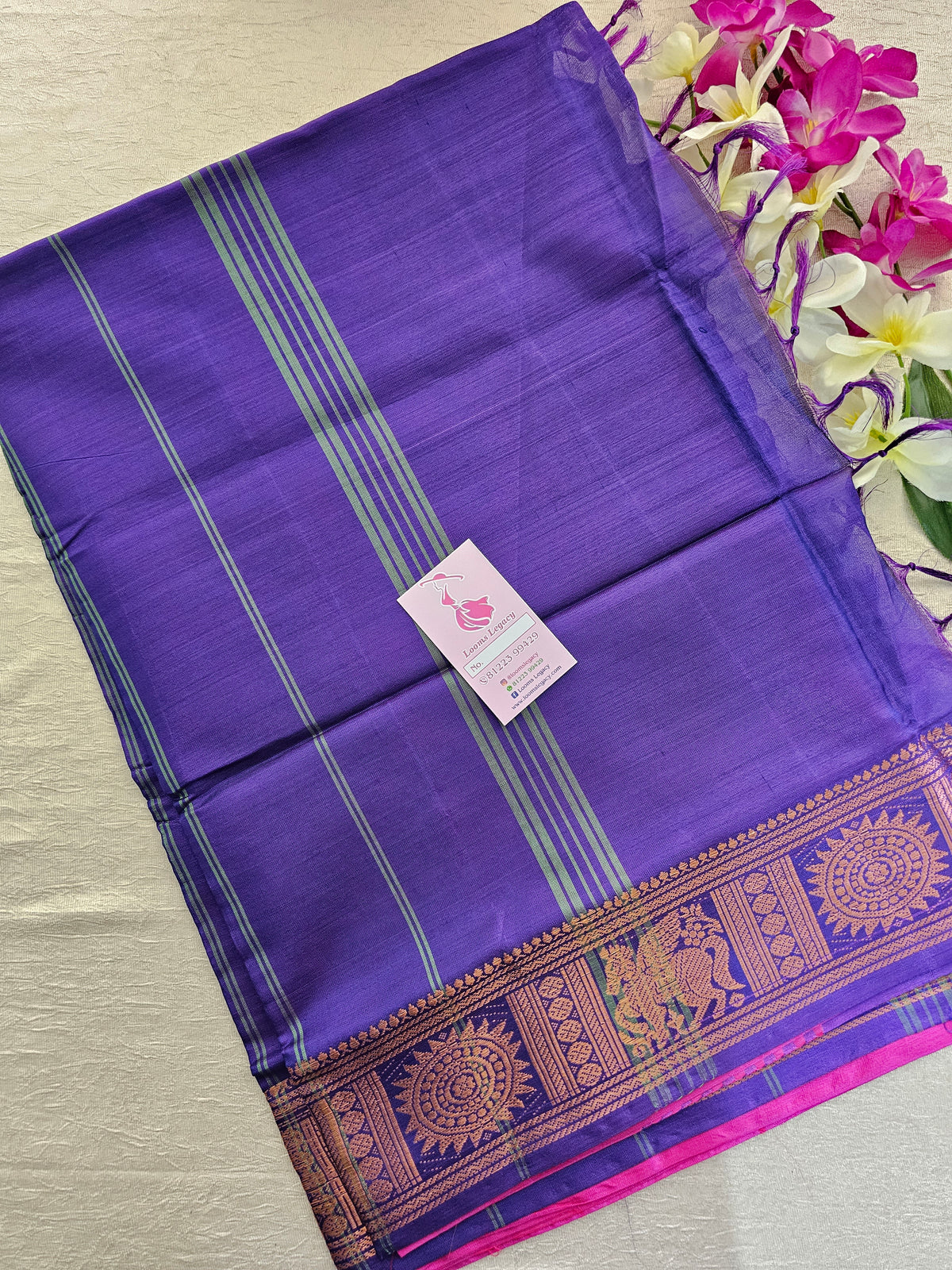 Pink with Violet Pallu Chinnalampattu Border Saree