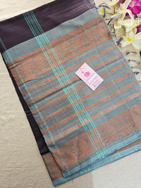 Blue with Brown Pallu Chinnalampattu Long Border Saree