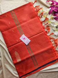 Violet with Reddish Orange Pallu Handwoven Chinnalampattu Saree