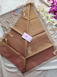 Dual Shade Brown cum Pink with Cream Handwoven Chinnalampattu Saree