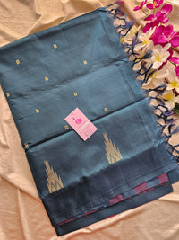 Peacock Green with Pink Checks Handwoven Chinnalampattu Saree