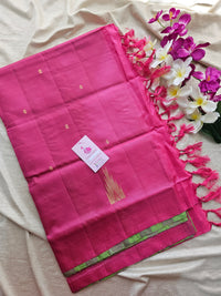 Green with Pink Stripes Handwoven Chinnalampattu Saree