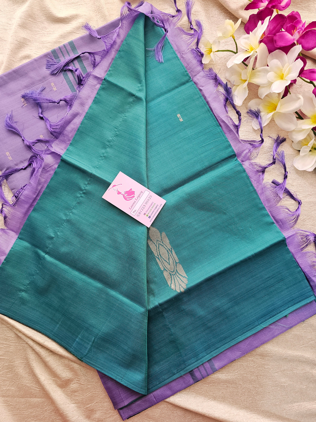 Sea Green with Lavender Pallu Handwoven Chinnalampattu Saree