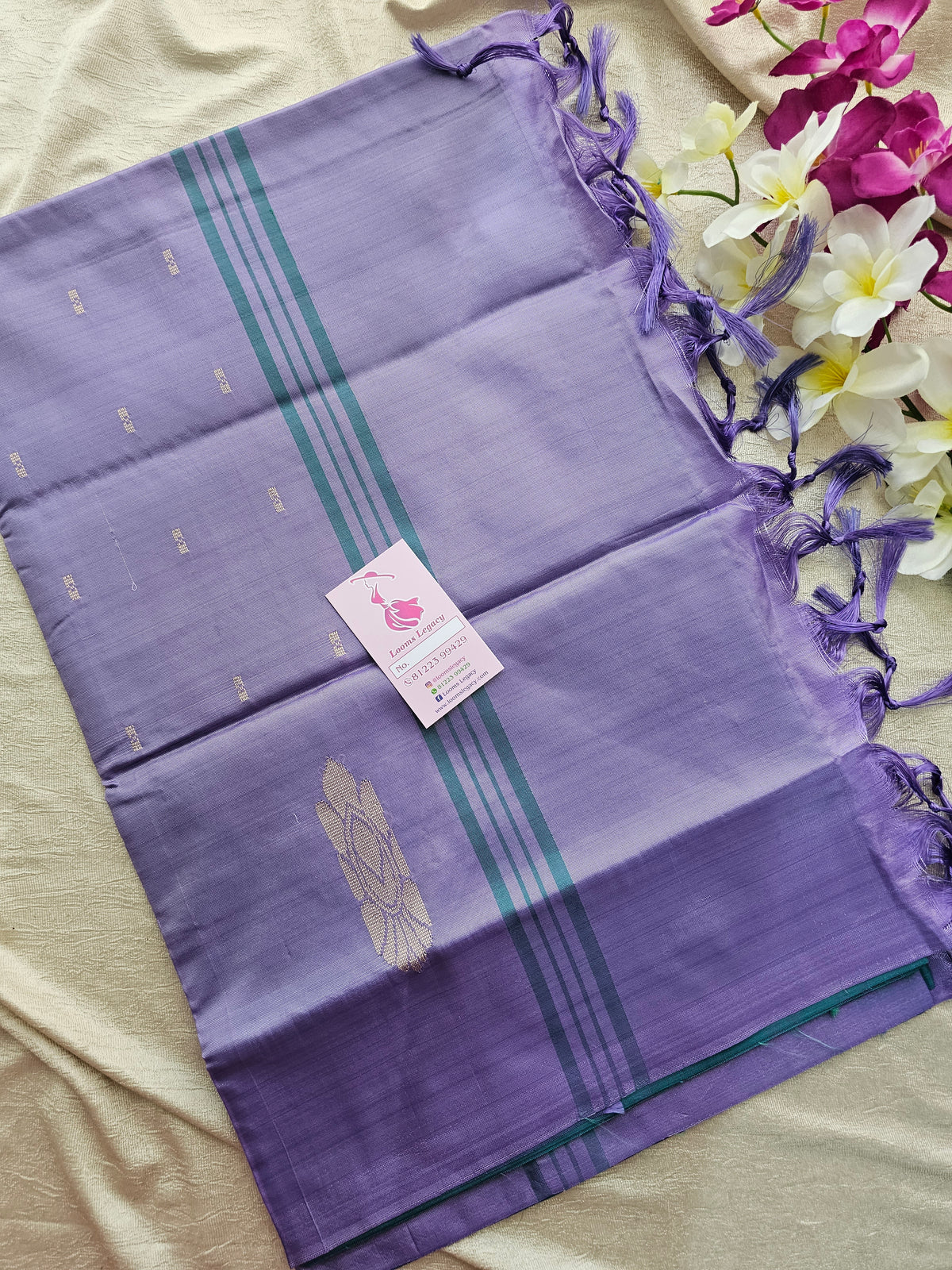 Sea Green with Lavender Pallu Handwoven Chinnalampattu Saree