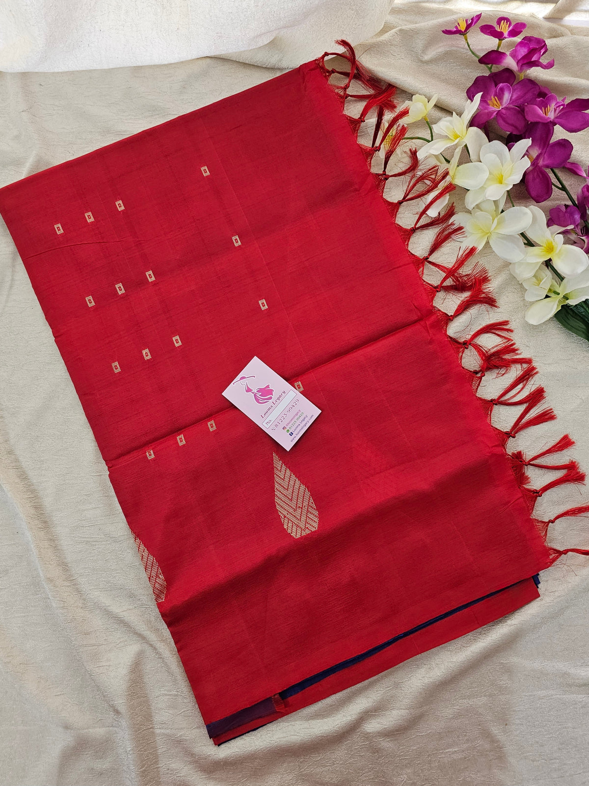 Violet with Red Pallu Handwoven Chinnalampattu Saree