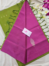 Magenta cum Pink with Green Handwoven Chinnalampattu Saree