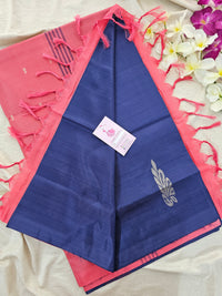 Blue with Pink Pallu Handwoven Chinnalampattu Saree