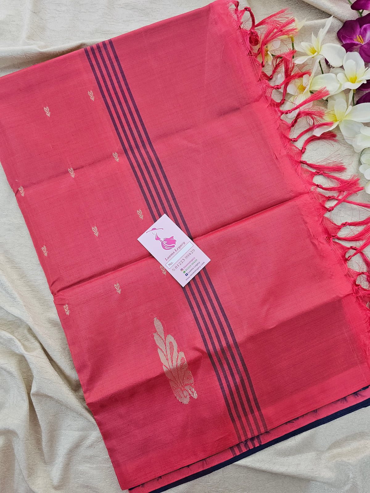 Blue with Pink Pallu Handwoven Chinnalampattu Saree