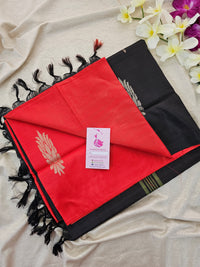 Red with Black Pallu Handwoven Chinnalampattu Saree