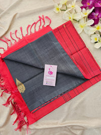 Grey with Reddish Pink Pallu Handwoven Chinnalampattu Saree