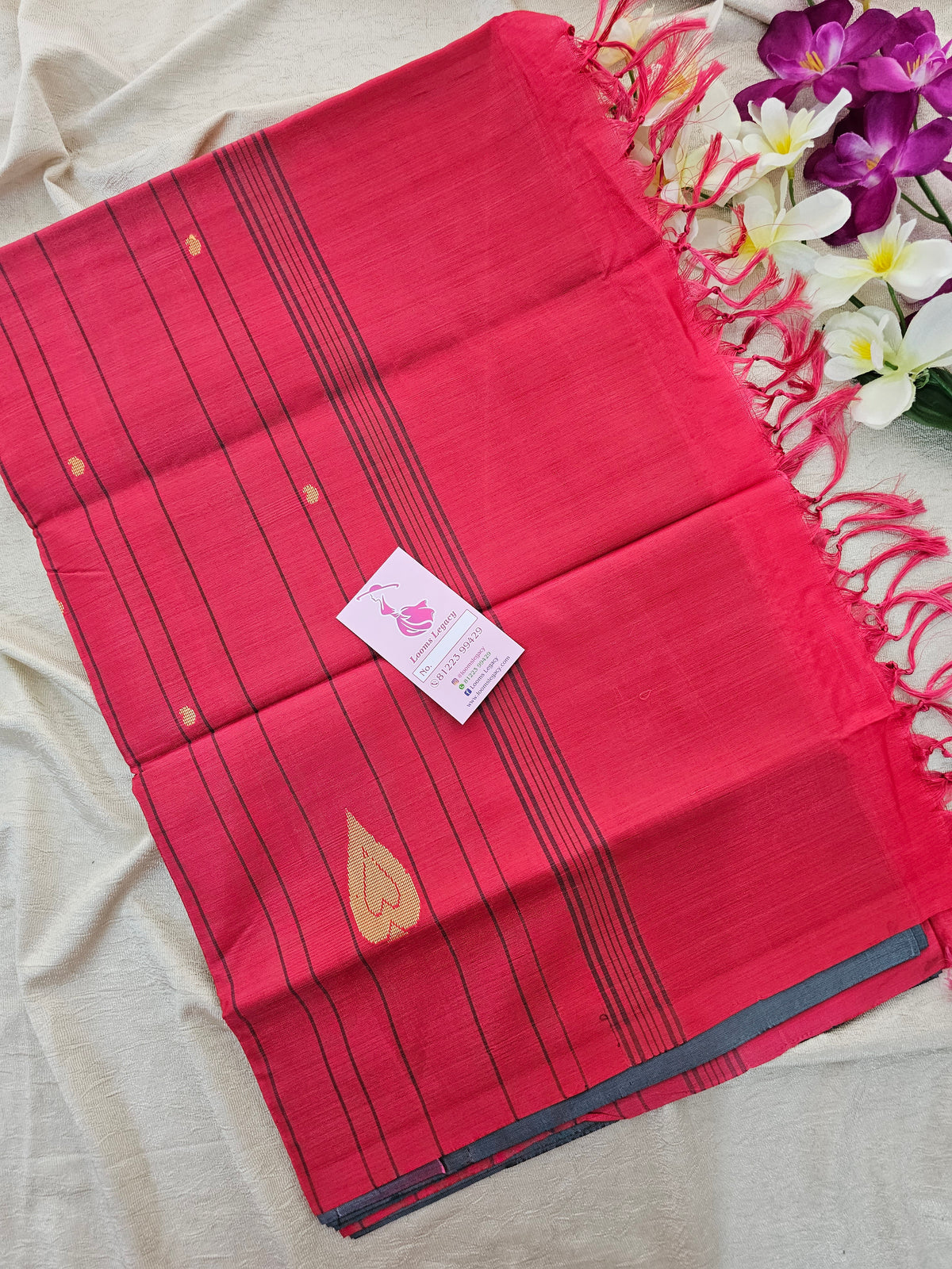 Grey with Reddish Pink Pallu Handwoven Chinnalampattu Saree