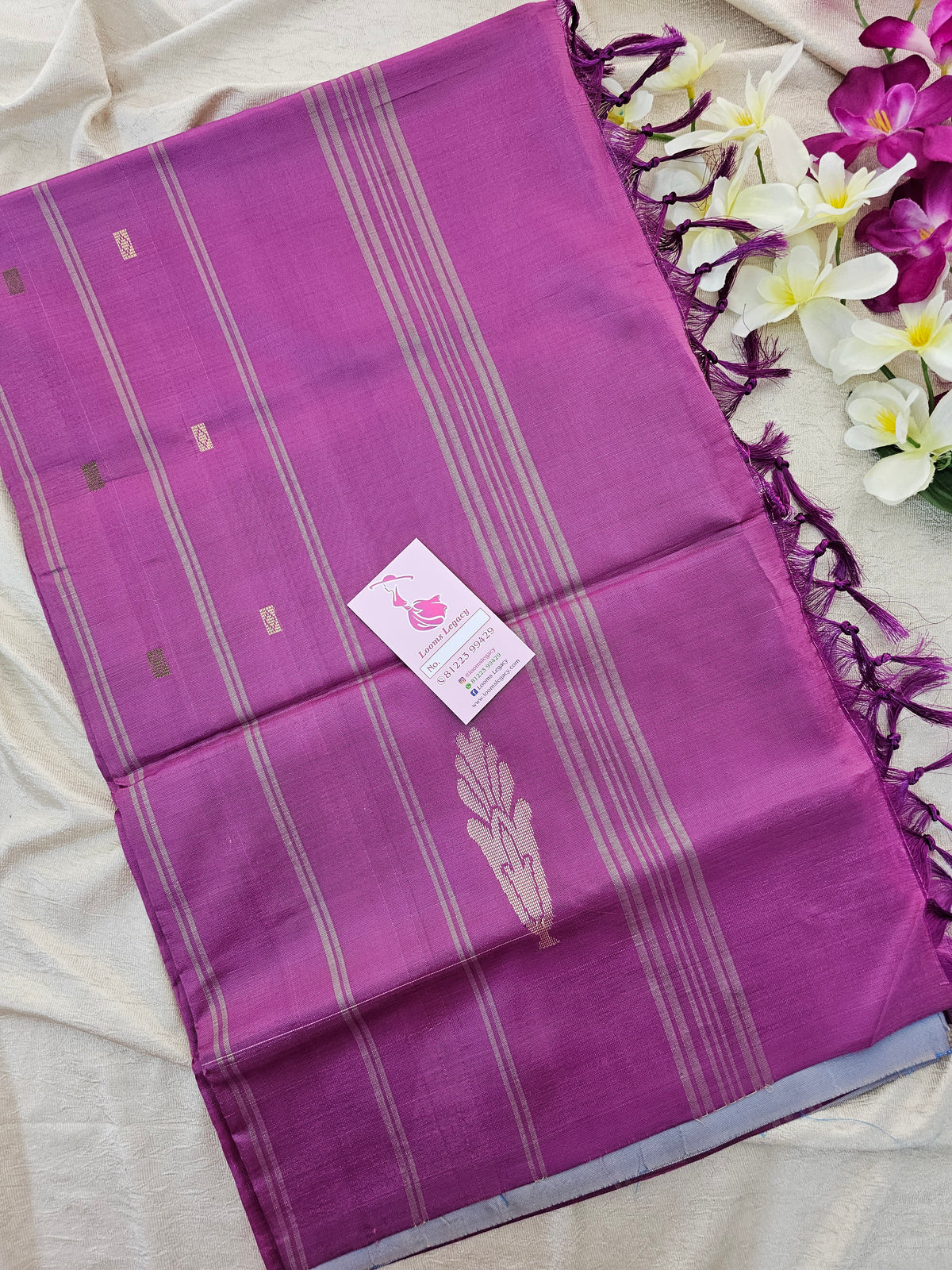 Dual Blue with Purple Pallu Handwoven Chinnalampattu Saree