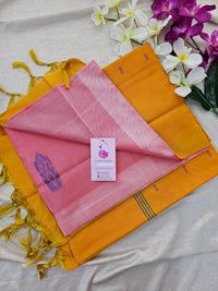 Pink with Yellow Pallu Handwoven Chinnalampattu Saree