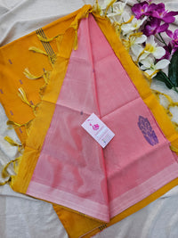 Pink with Yellow Pallu Handwoven Chinnalampattu Saree