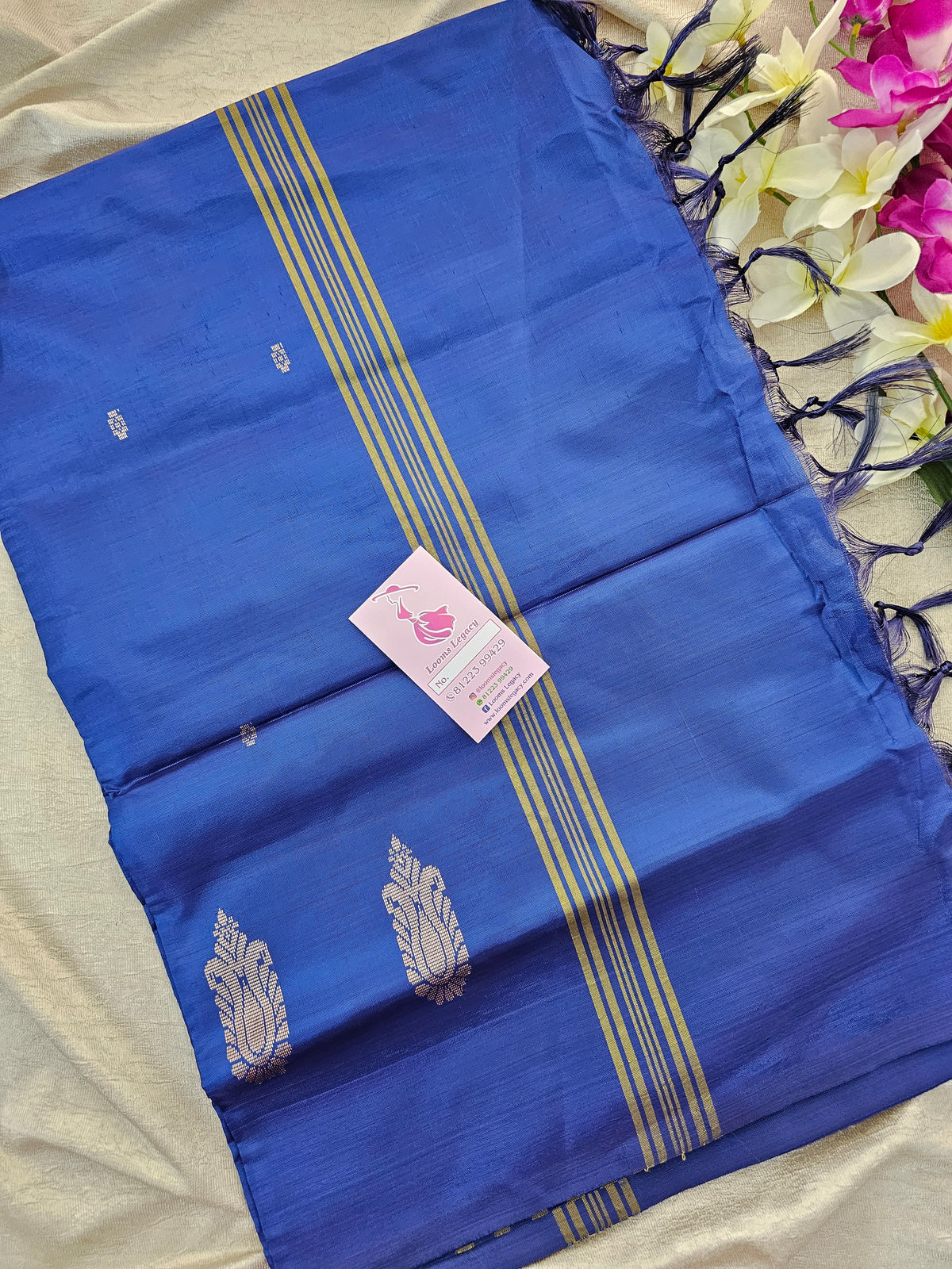 Dual Shade Grey with Peacock Blue  Pallu Handwoven Chinnalampattu Saree