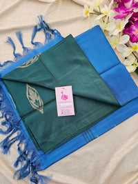 Peacock Green with Blue Pallu Handwoven Chinnalampattu Saree