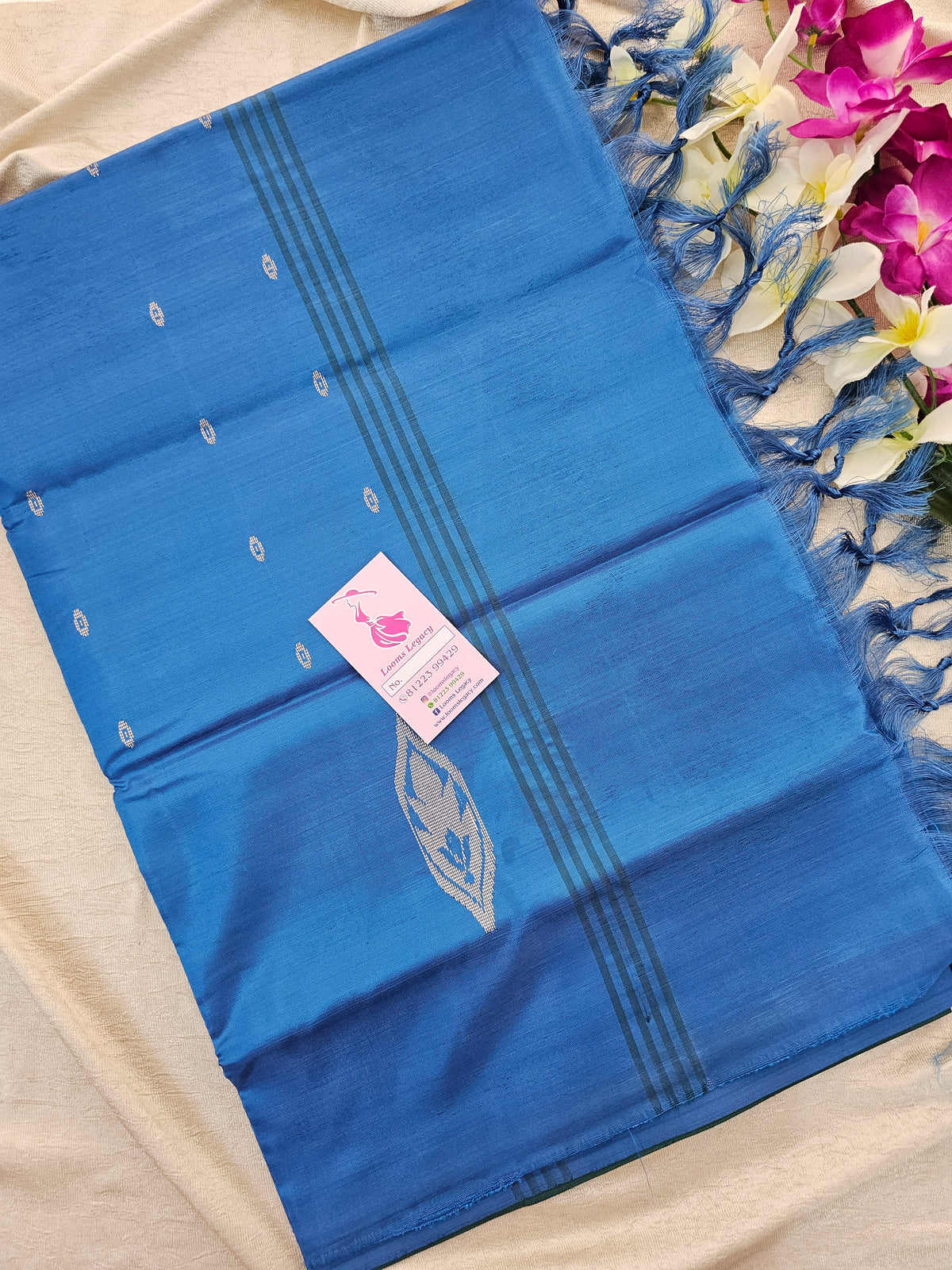 Peacock Green with Blue Pallu Handwoven Chinnalampattu Saree