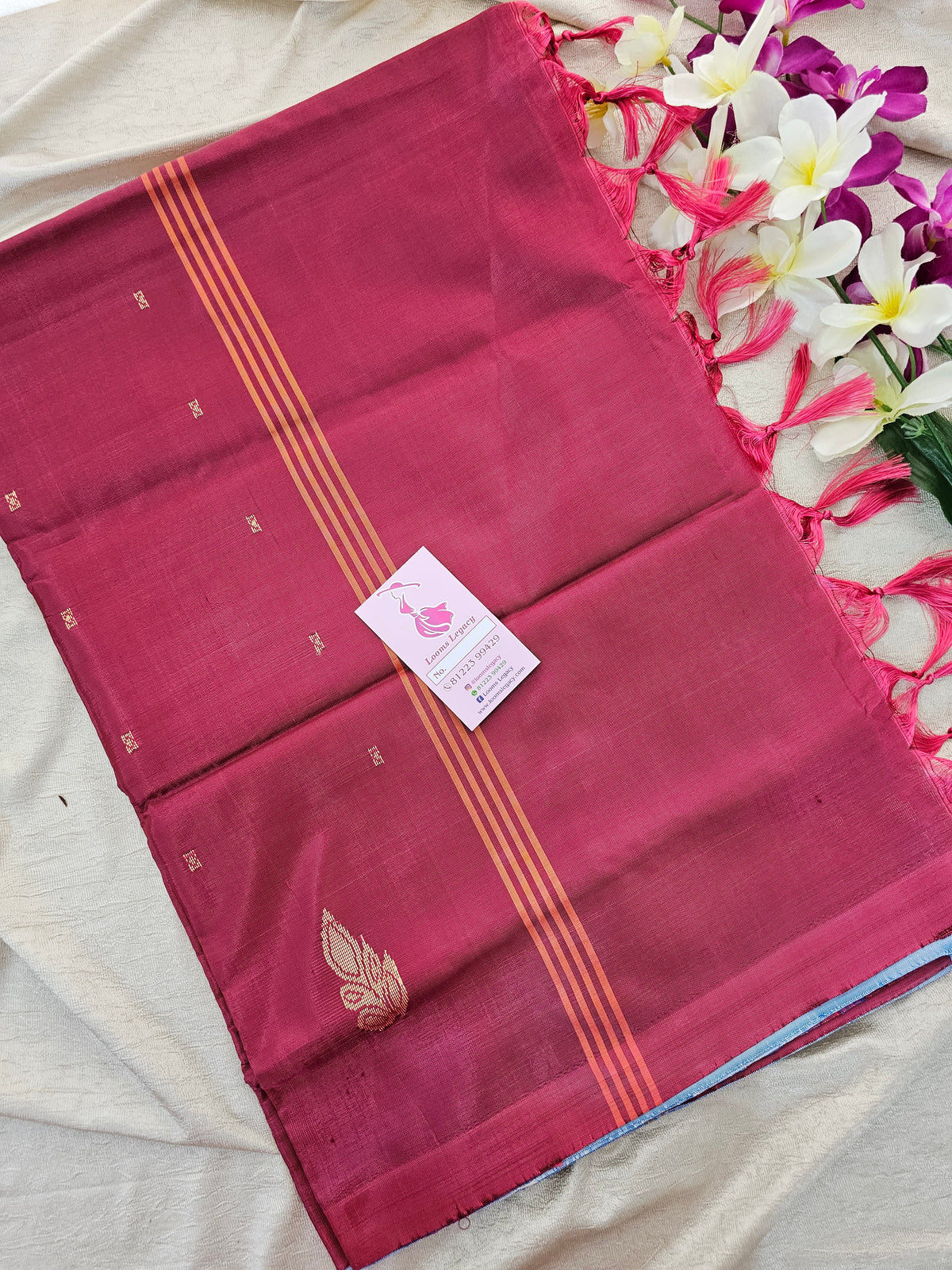 Blue with Maroon Pallu Handwoven Chinnalampattu Saree