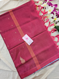 Blue with Maroon Pallu Handwoven Chinnalampattu Saree