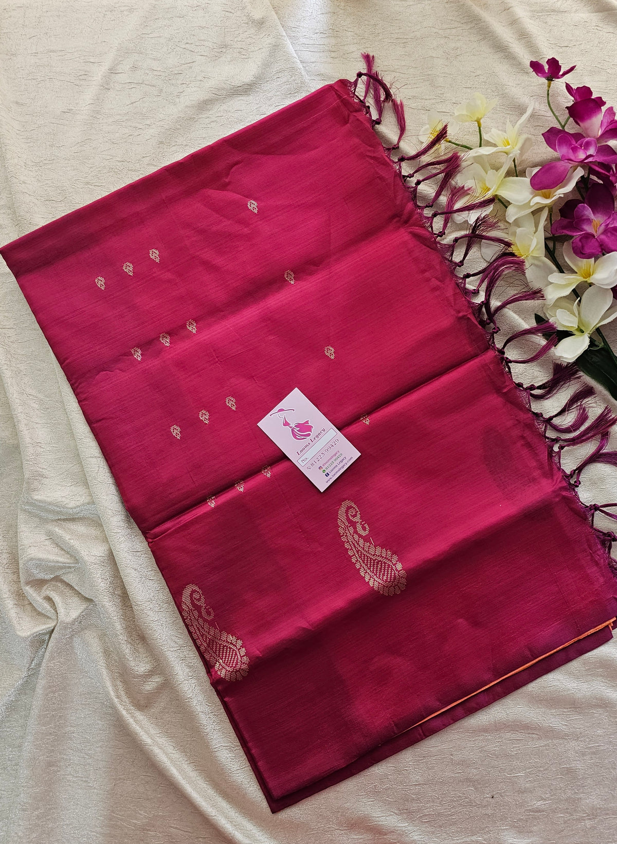 Dark Peach with Magenta Pink Handwoven Chinnalampattu Saree