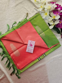 Pink with Green Pallu Handwoven Chinnalampattu Saree