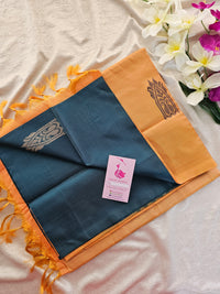 Peacock Green with Dark Sandal Pallu Handwoven Chinnalampattu Saree