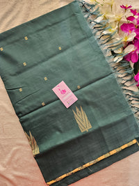 Sandal with Peacock Green Stripes Handwoven Chinnalampattu Saree