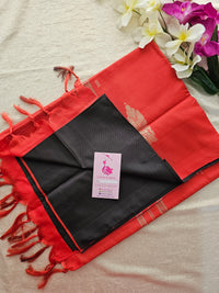 Black with Red Pallu Handwoven Chinnalampattu Saree