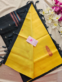 Yellow with Black Handwoven Chinnalampattu Saree