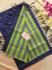 Green with Blue Stripes Handwoven Chinnalampattu Saree