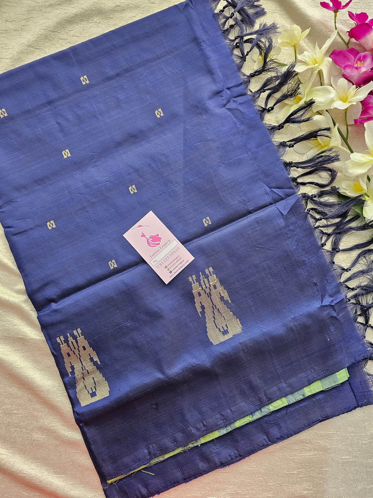 Green with Blue Stripes Handwoven Chinnalampattu Saree