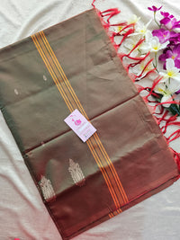 Lavender with Green cum Maroon Border Handwoven Chinnalampattu Saree