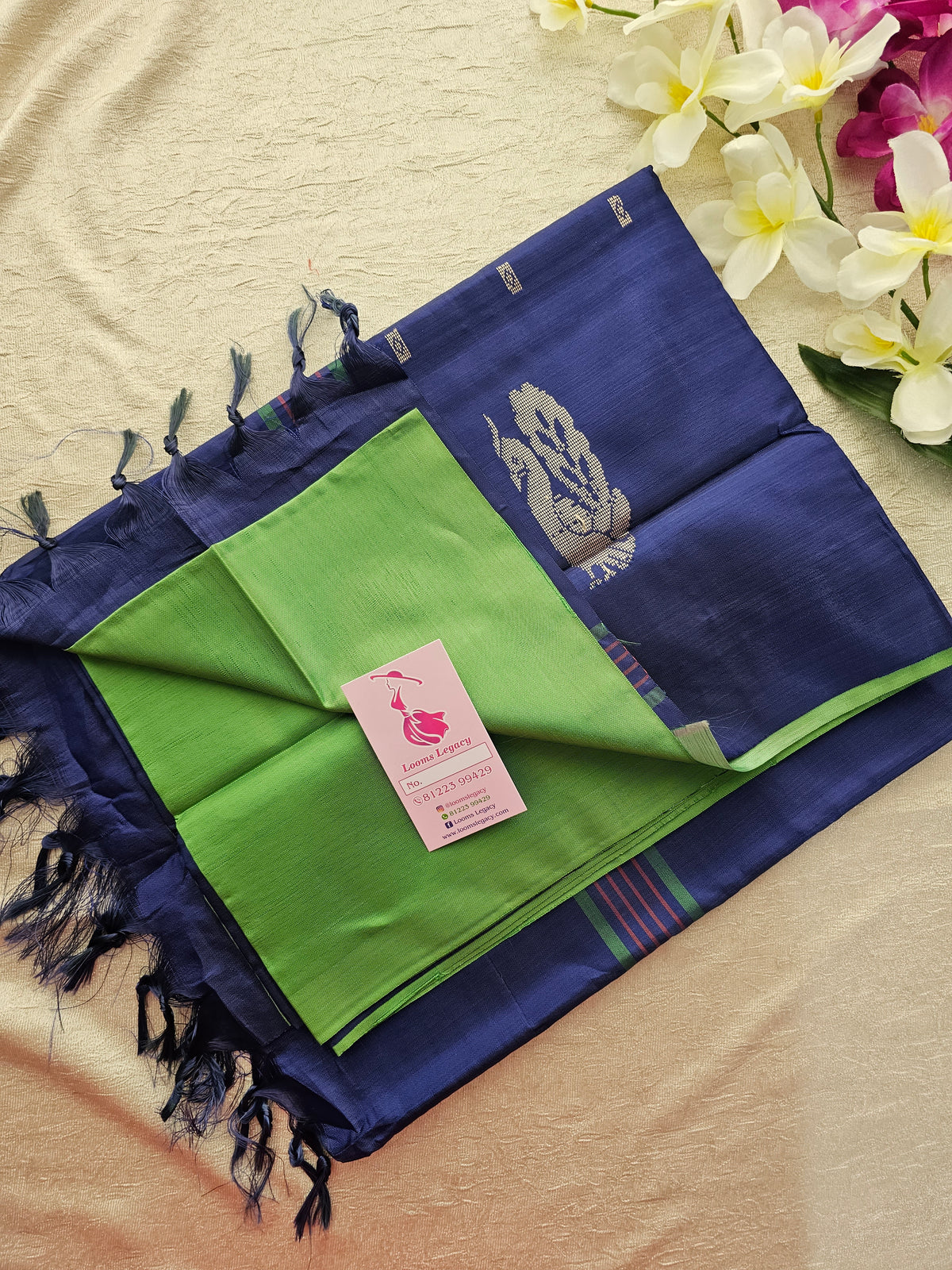 Green with Blue Handwoven Chinnalampattu Saree