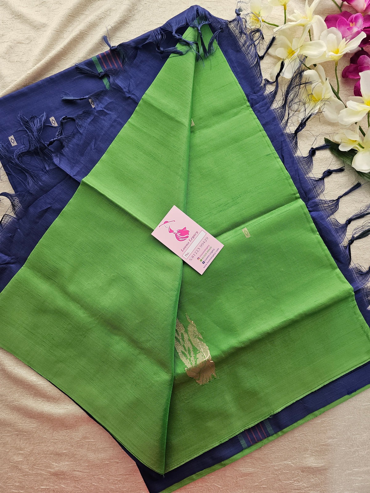 Green with Blue Handwoven Chinnalampattu Saree