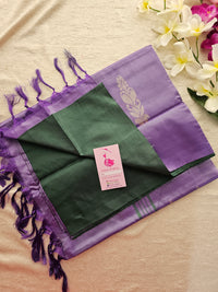 Bottle Green with Lavender Handwoven Chinnalampattu Saree