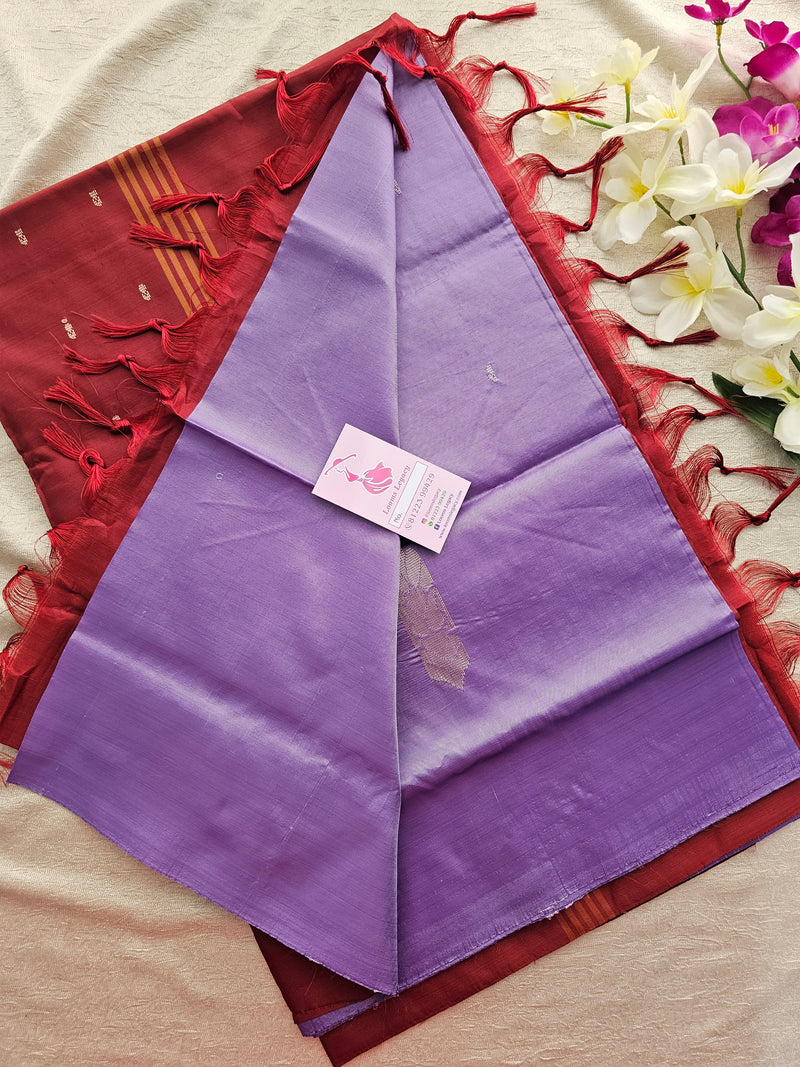 Lavender with Dark Maroon Handwoven Chinnalampattu Saree