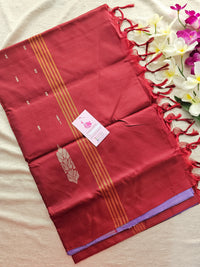 Lavender with Dark Maroon Handwoven Chinnalampattu Saree