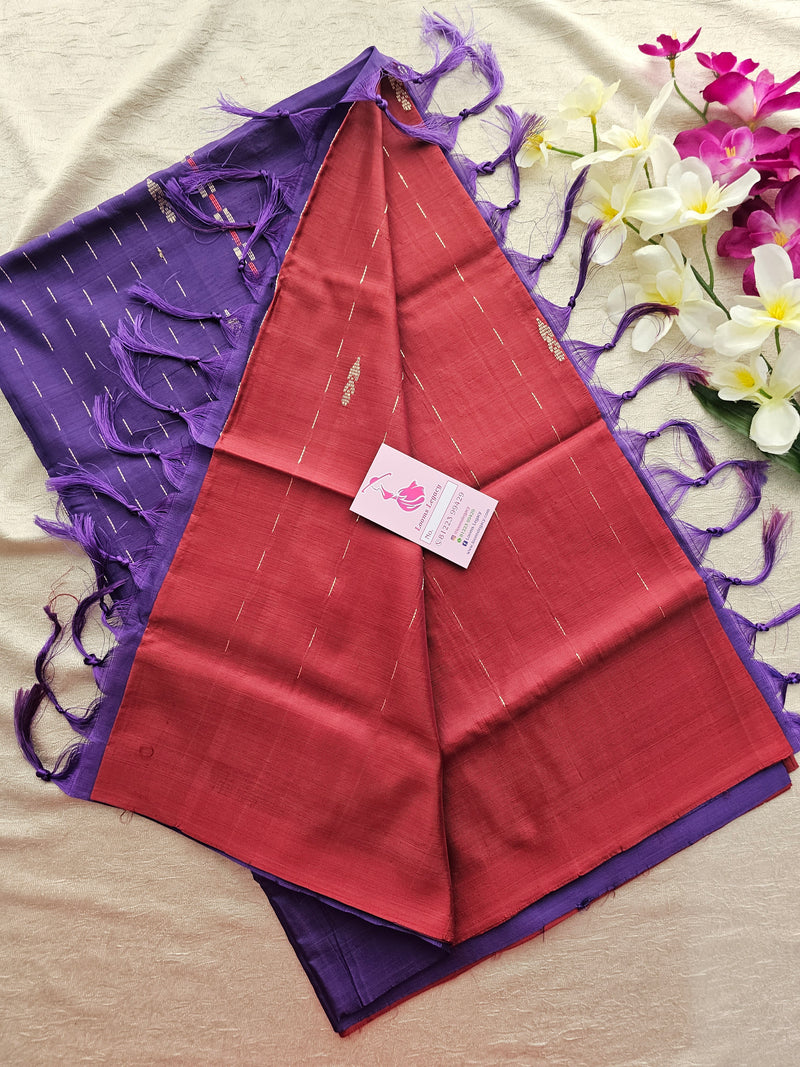 Dark Maroon with Violet Handwoven Chinnalampattu Saree