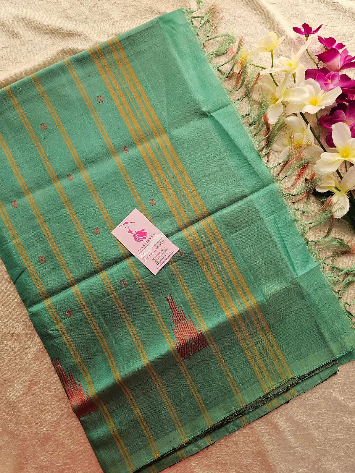 Maroon with Sea Green Pallu Handwoven Chinnalampattu Saree