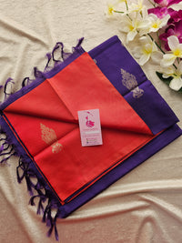 Red with Violet Pallu Handwoven Chinnalampattu Saree