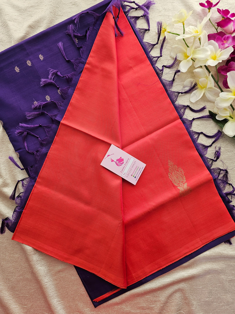 Red with Violet Pallu Handwoven Chinnalampattu Saree