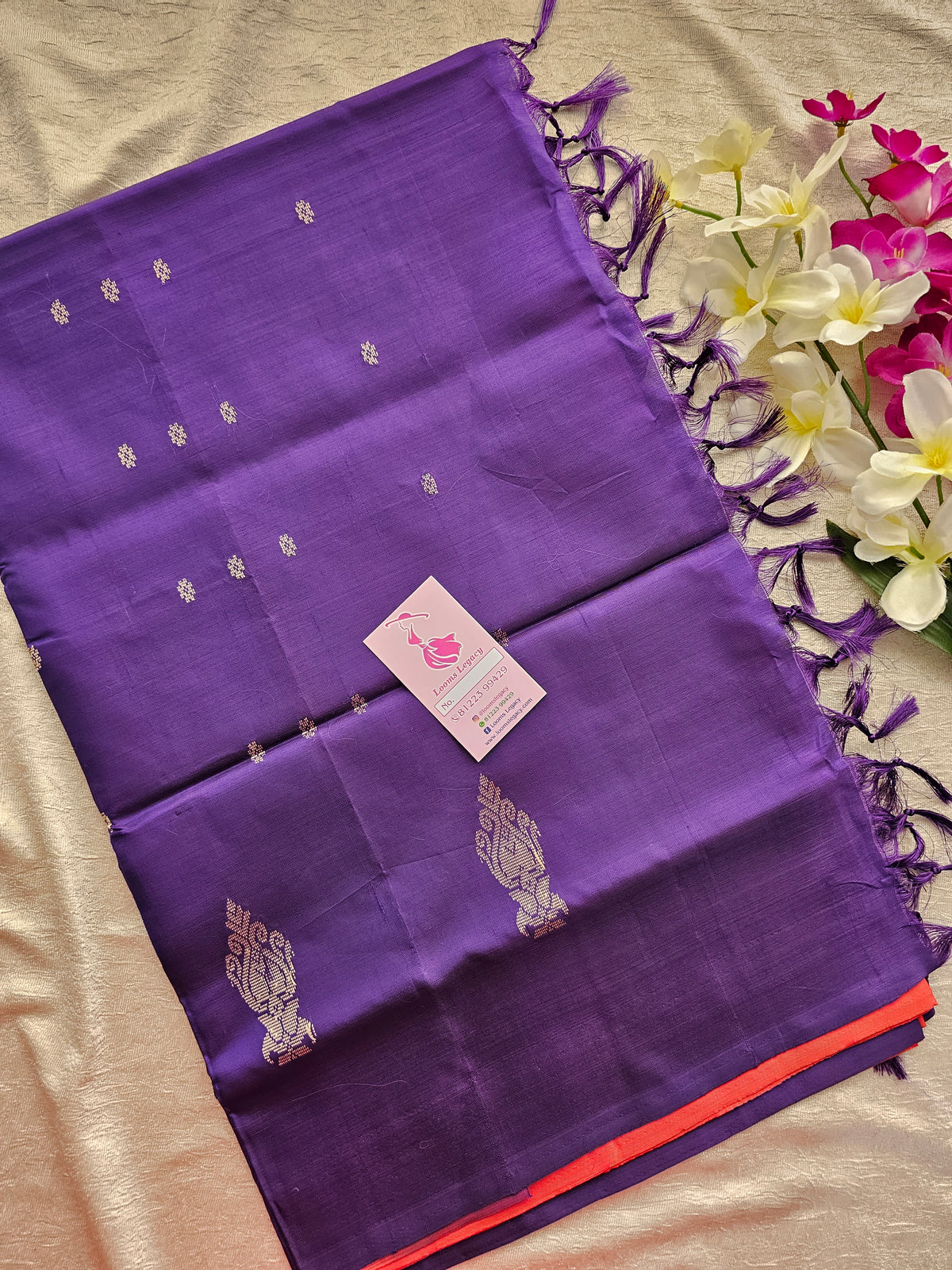 Red with Violet Pallu Handwoven Chinnalampattu Saree