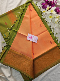 Orange with Green Chinnalampattu Border Saree