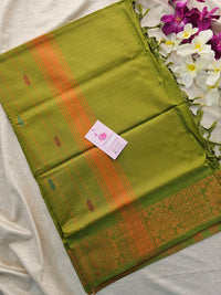 Orange with Green Chinnalampattu Border Saree