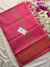 Green with Pink Chinnalampattu Border Saree