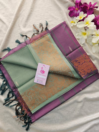 Pastel Green with Purple Pallu Chinnalampattu Border Saree