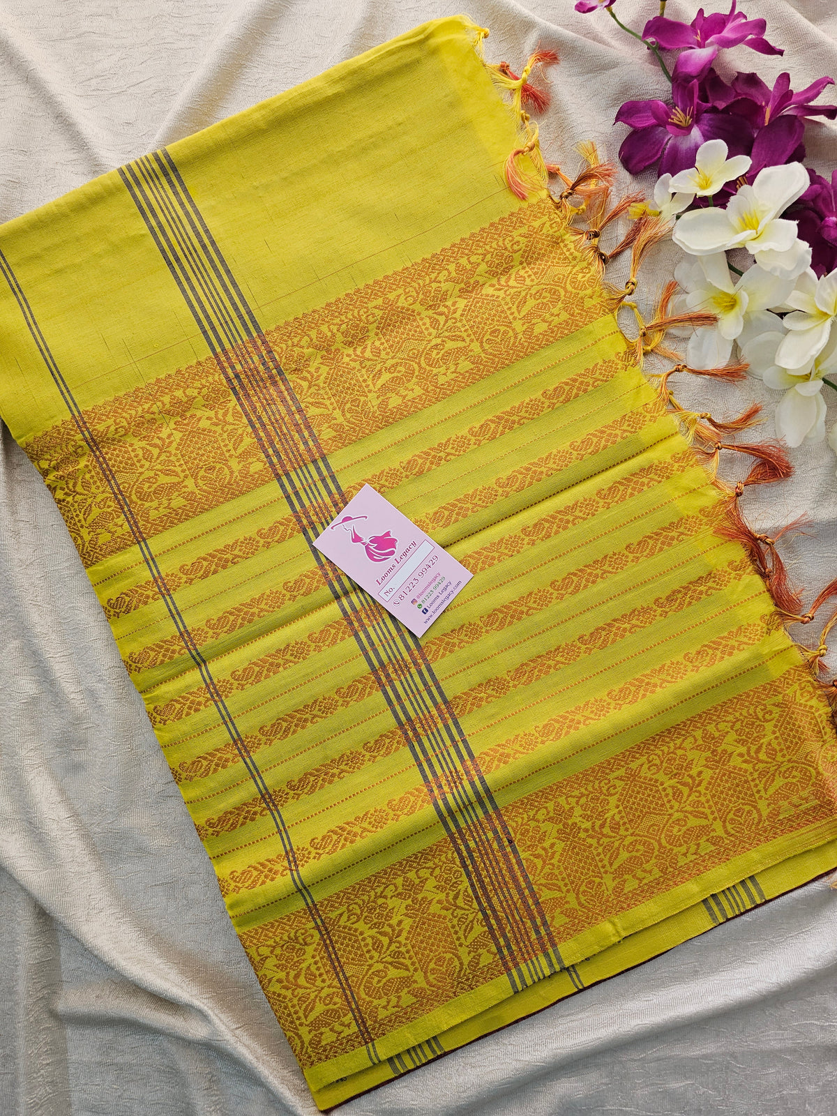 Mangenta Pink with Yellow Pallu Chinnalampattu Long Border Saree